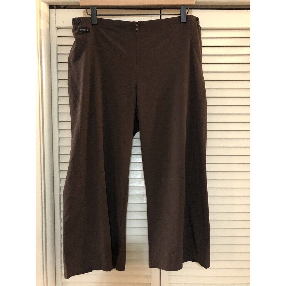 SportHill Women's Brown Pants Crop Elastic Back Waistband XL Stretch